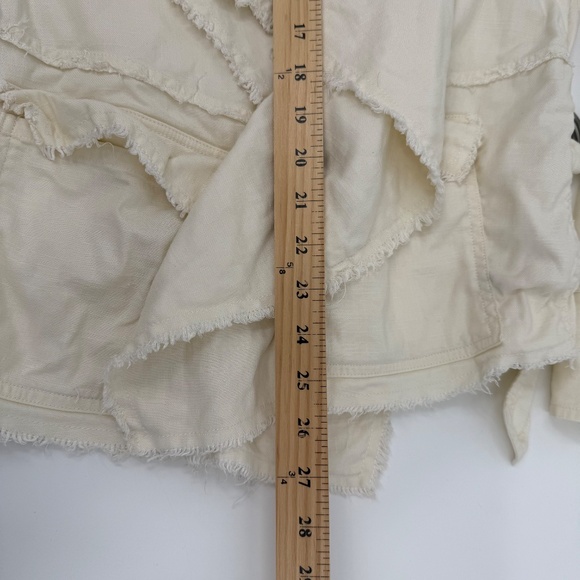 Free People Jacket Women Medium Ivory Rae Femme Linen Blend Waterfall Raw Hem - Picture 13 of 14